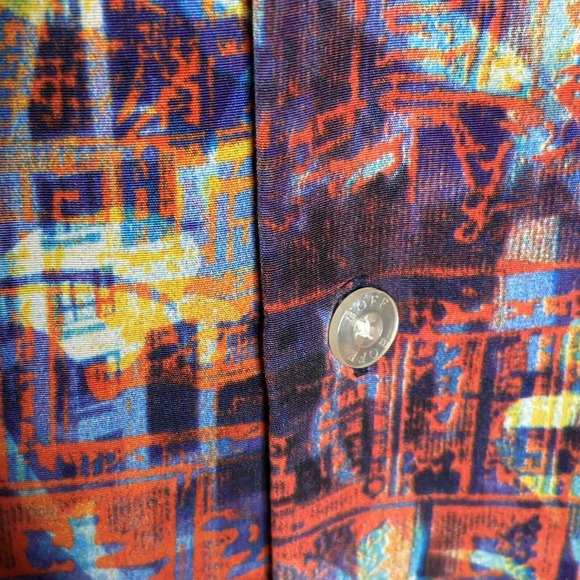 Asian Design BOFF Mens 2XL Short Sleeve Graphic Colorful Button Front Shirt - Picture 4 of 7